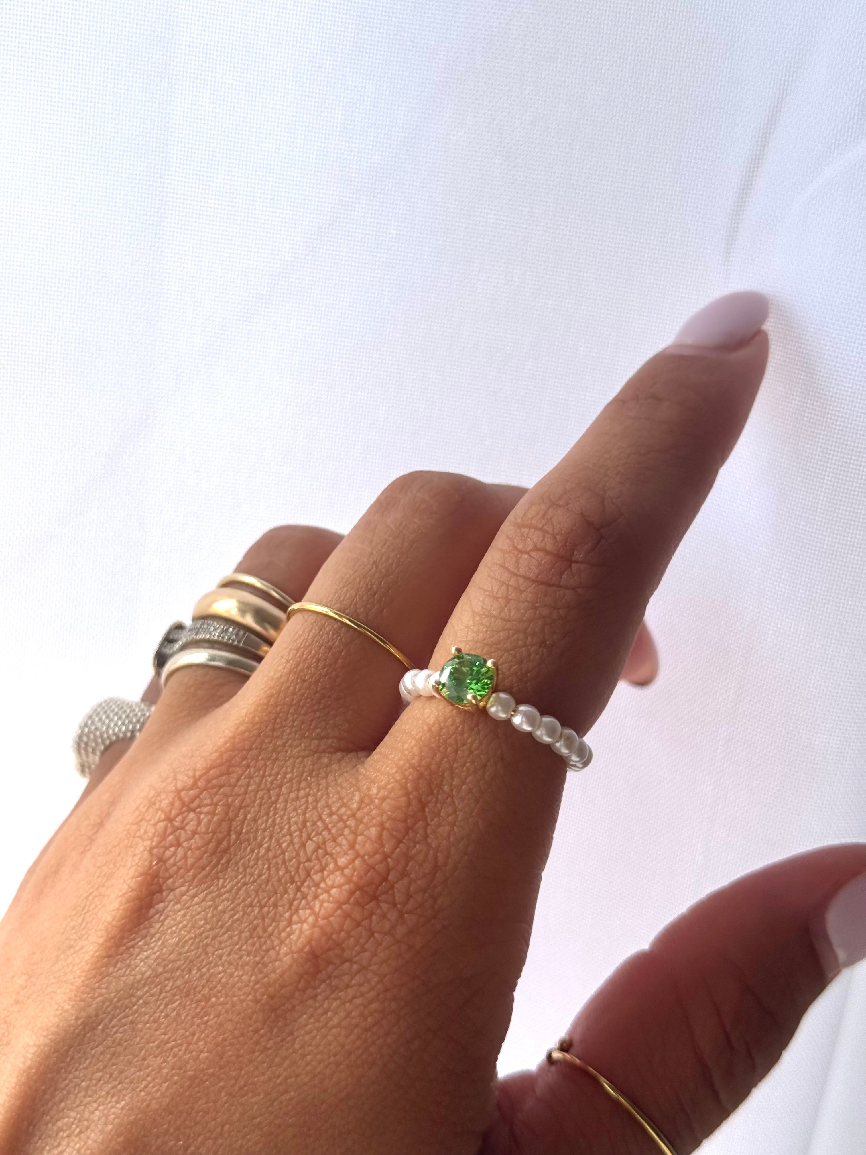 Anello solitario Perla