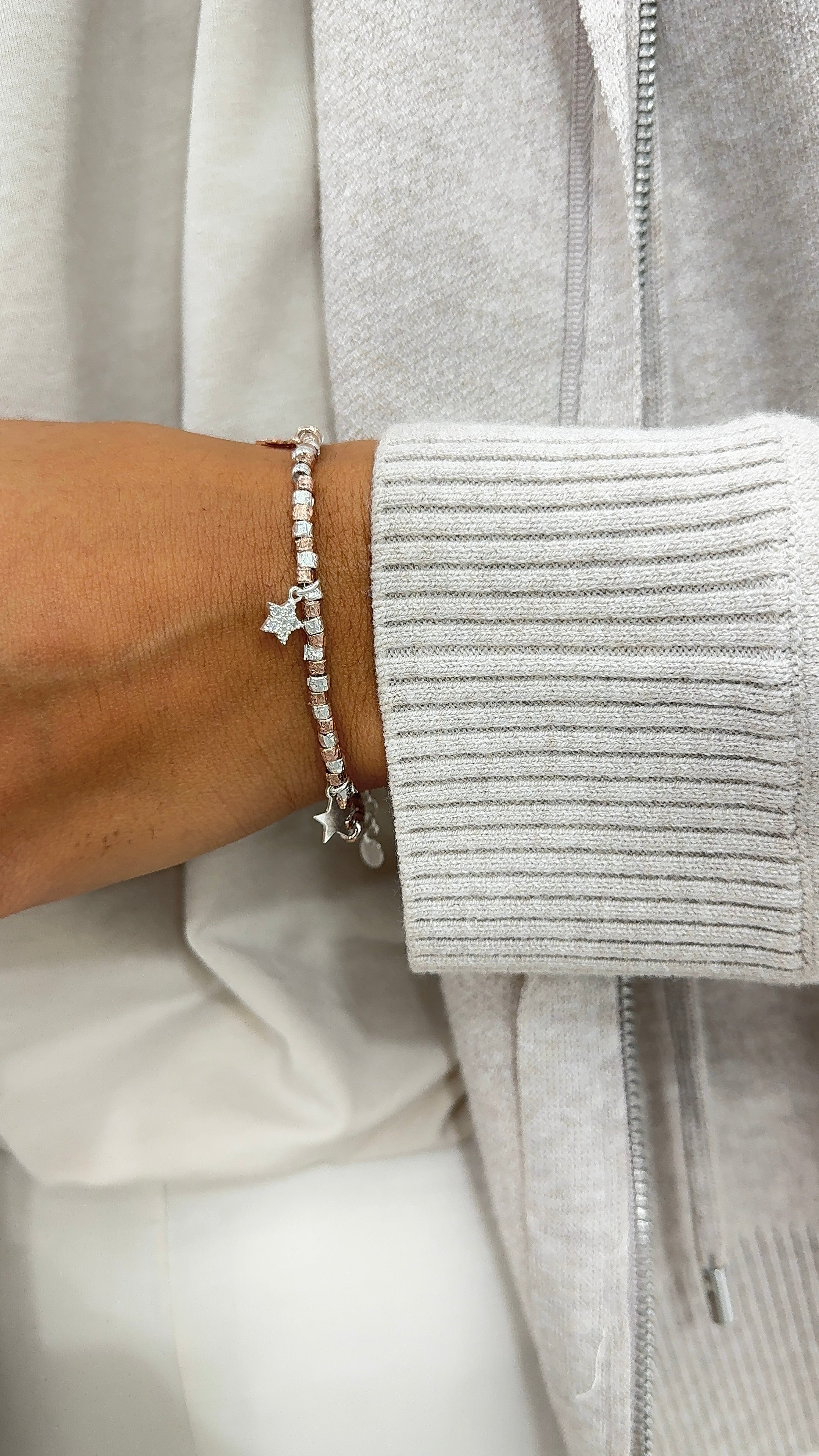 Bracciale rosa gold e Silver e charms stelline