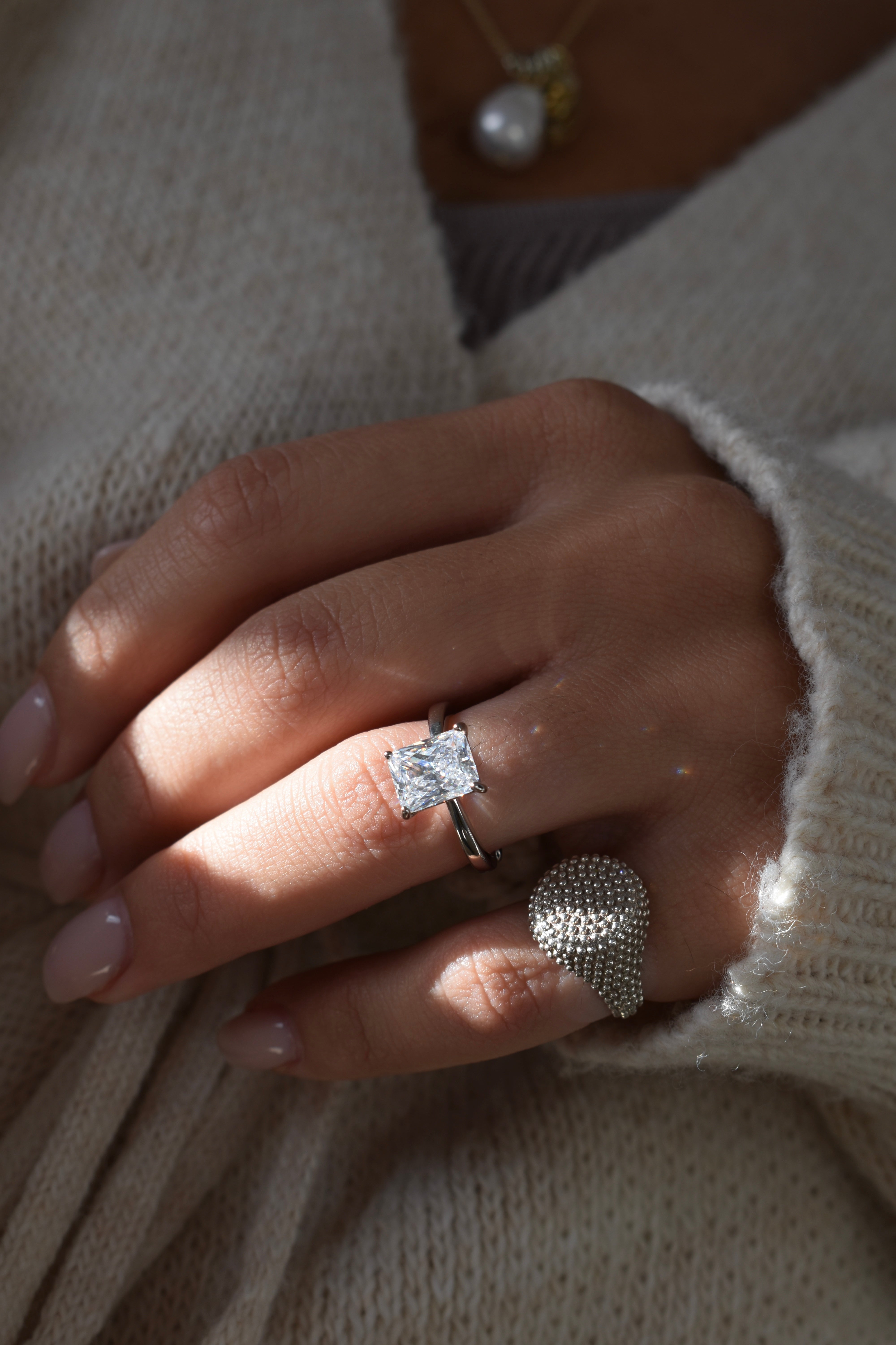 Anello solitario baguette big