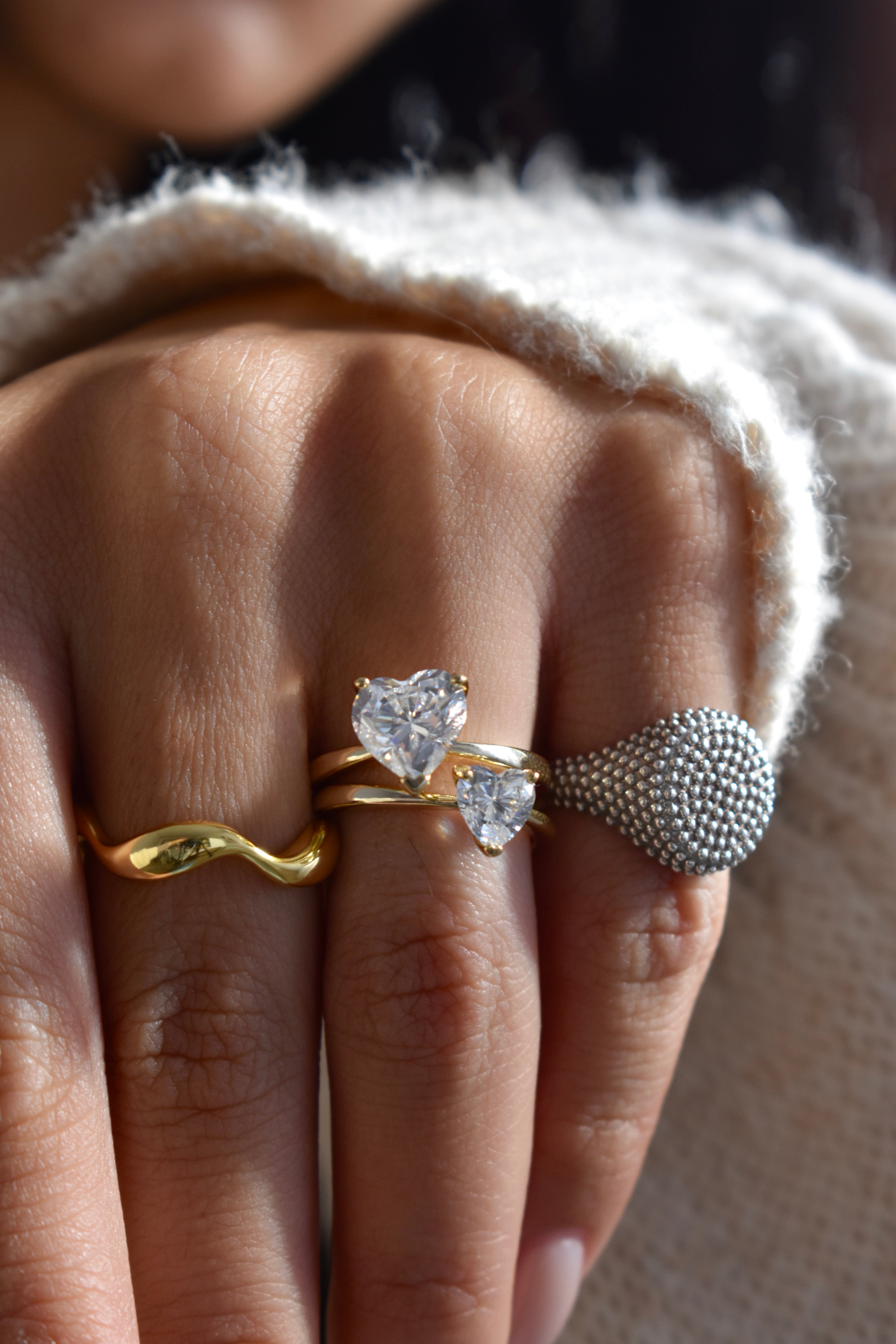 Anello solitario cuore big