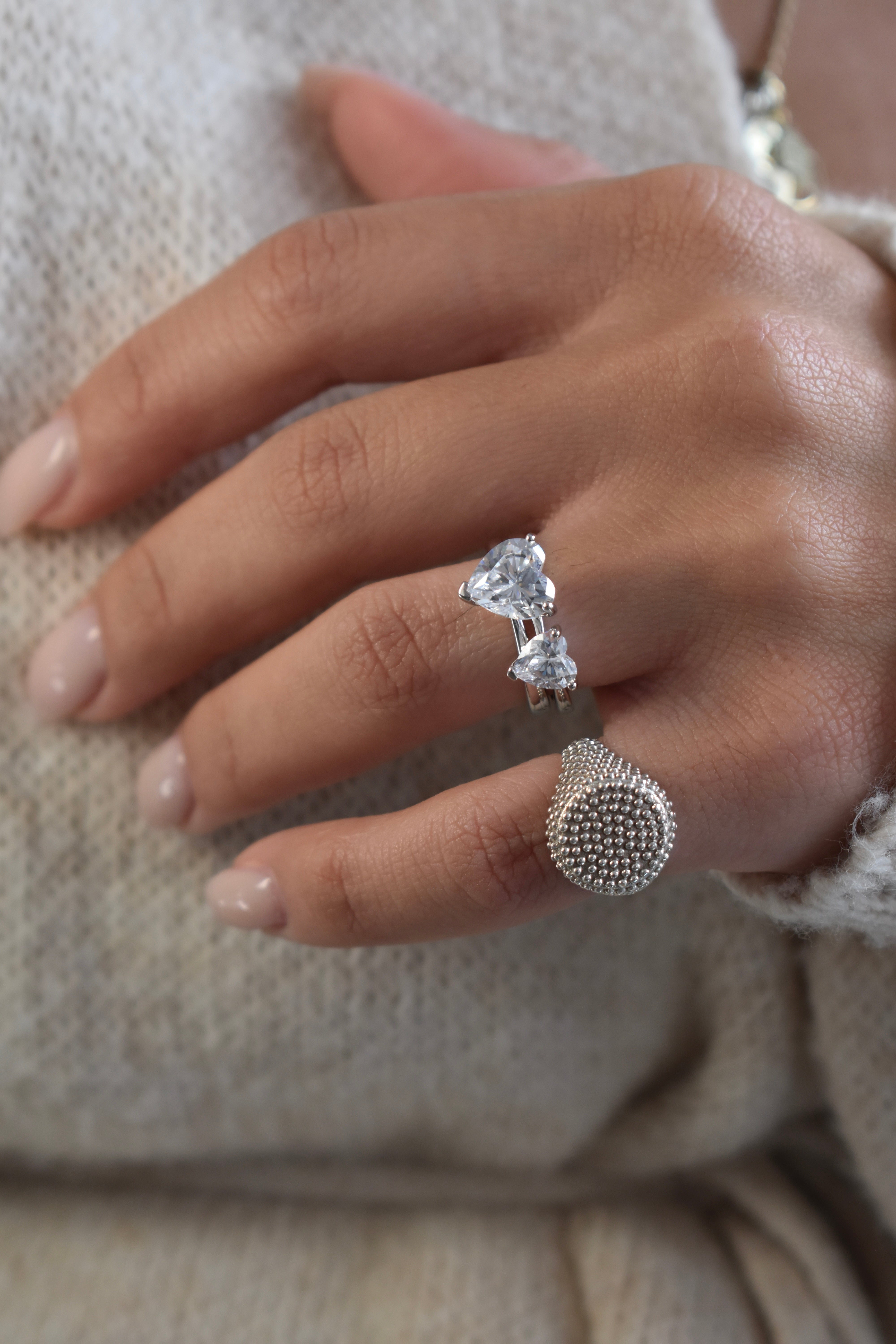 Anello solitario cuore mini