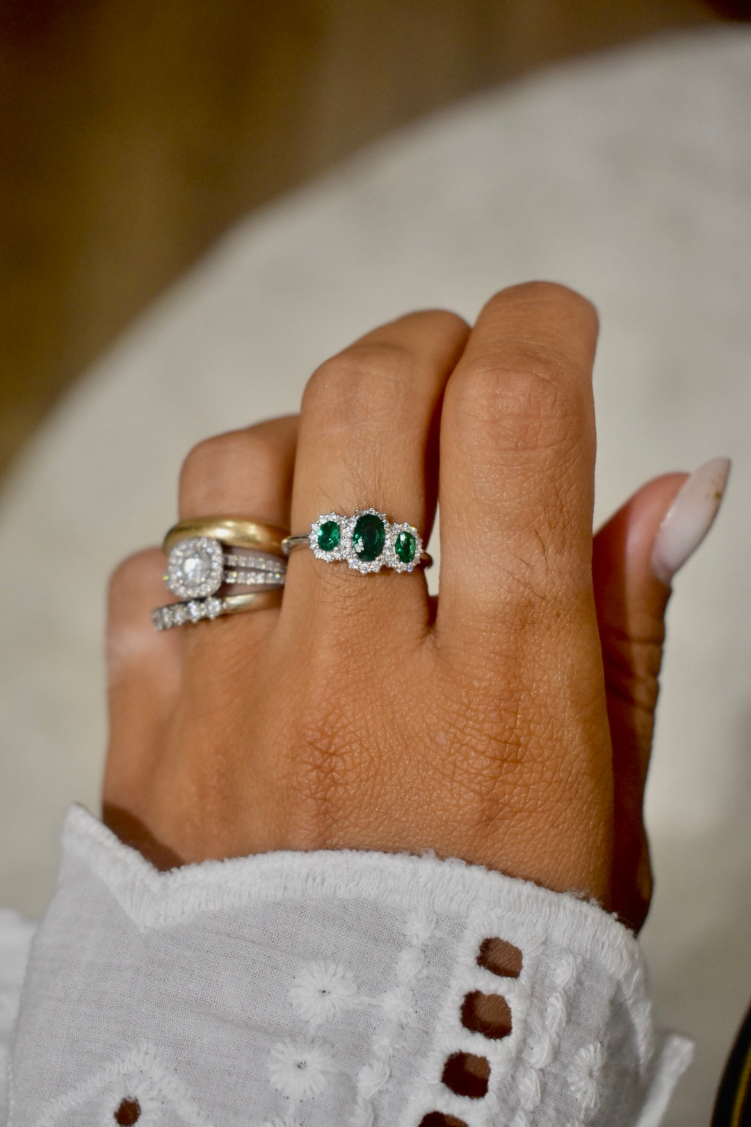 Anello kate trilogy verde smeraldo