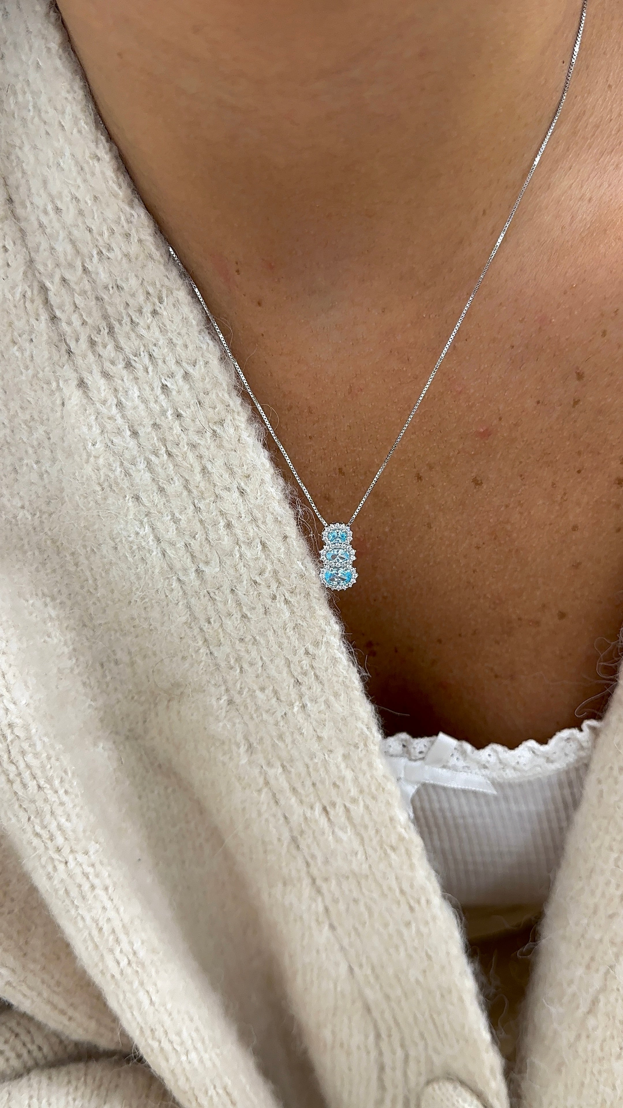 Collana kate trilogy acquamarina 🩵