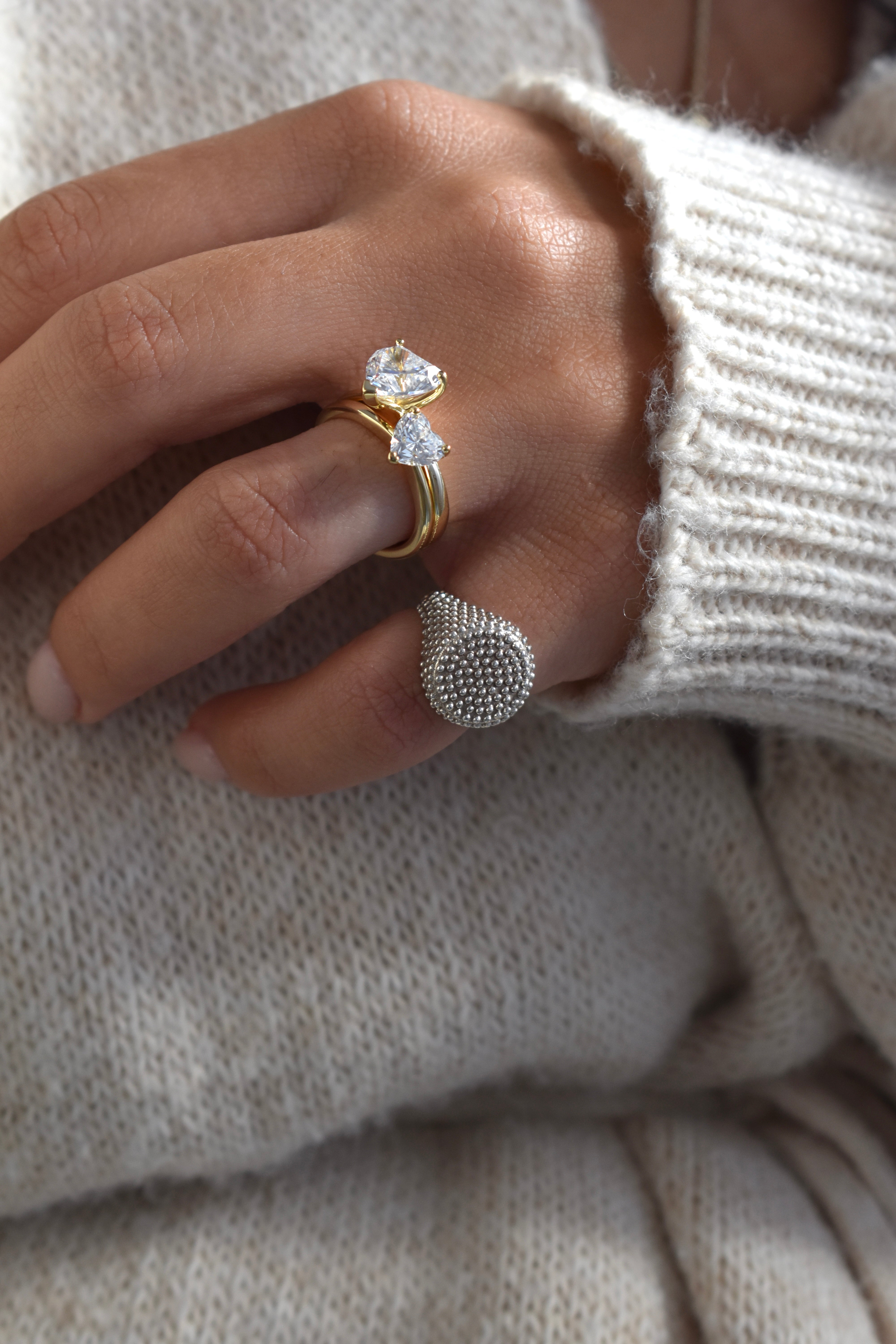 Anello solitario cuore big