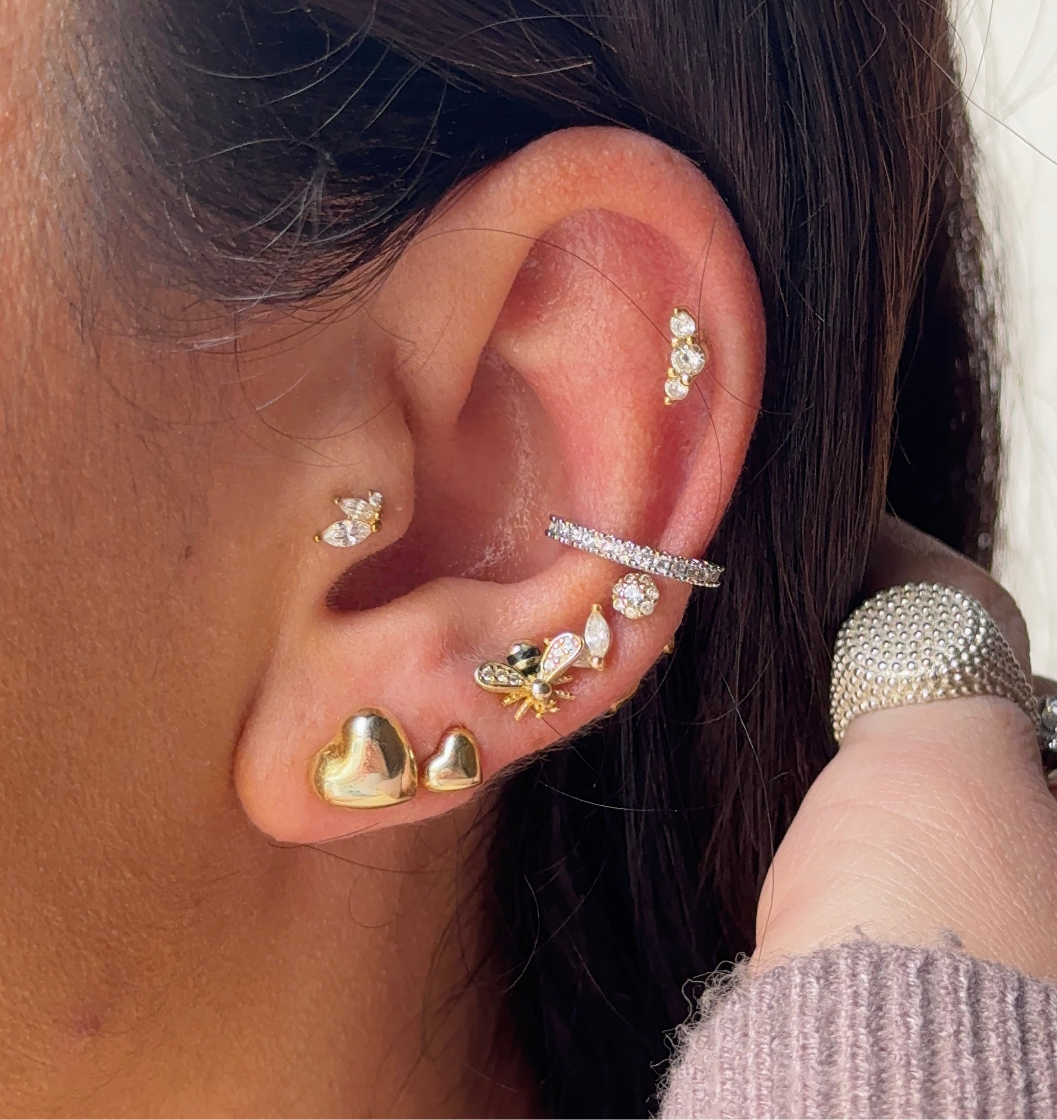 Earcuff linear diamantato