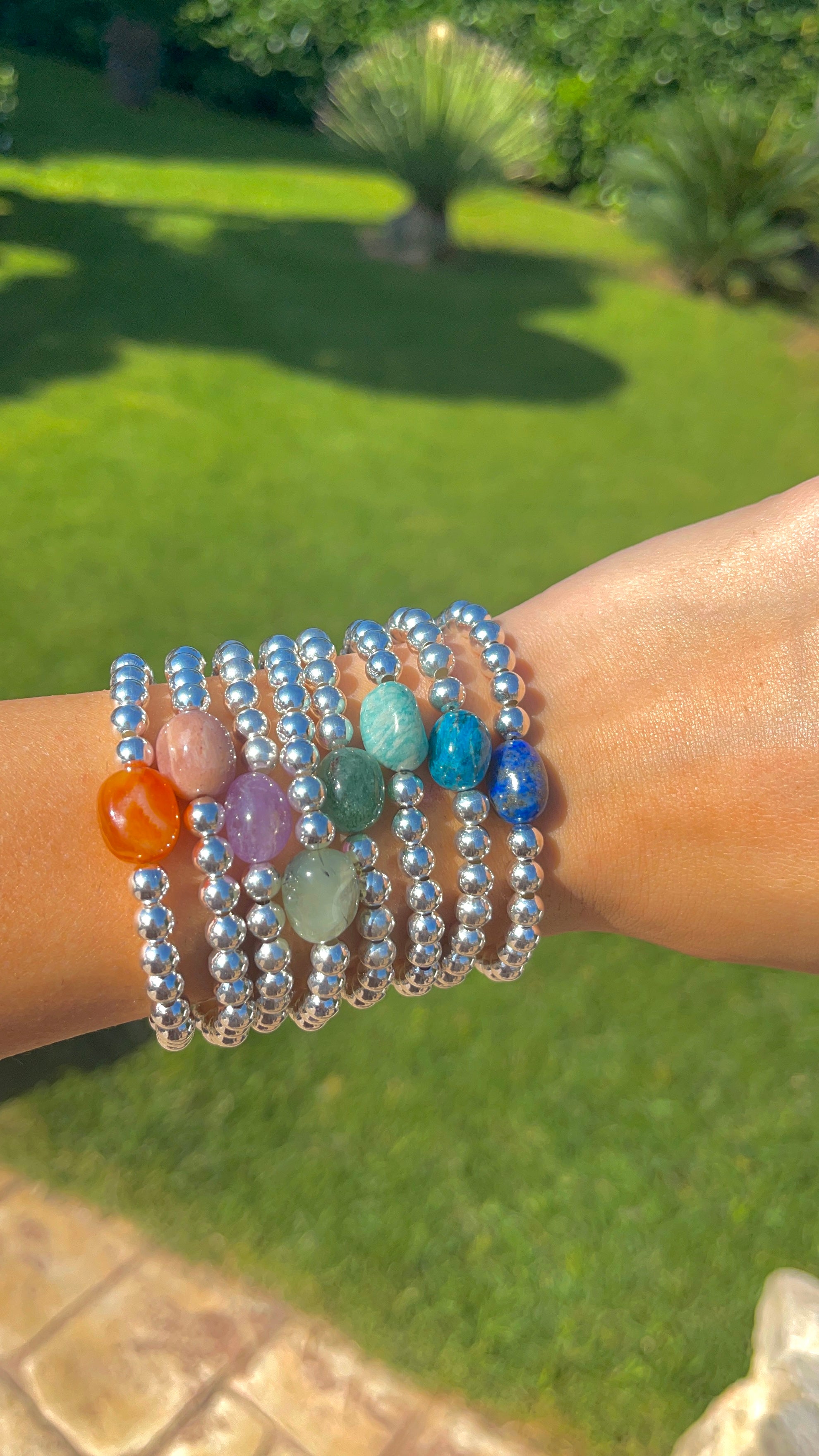 Bracciale Sfere e pietra naturale