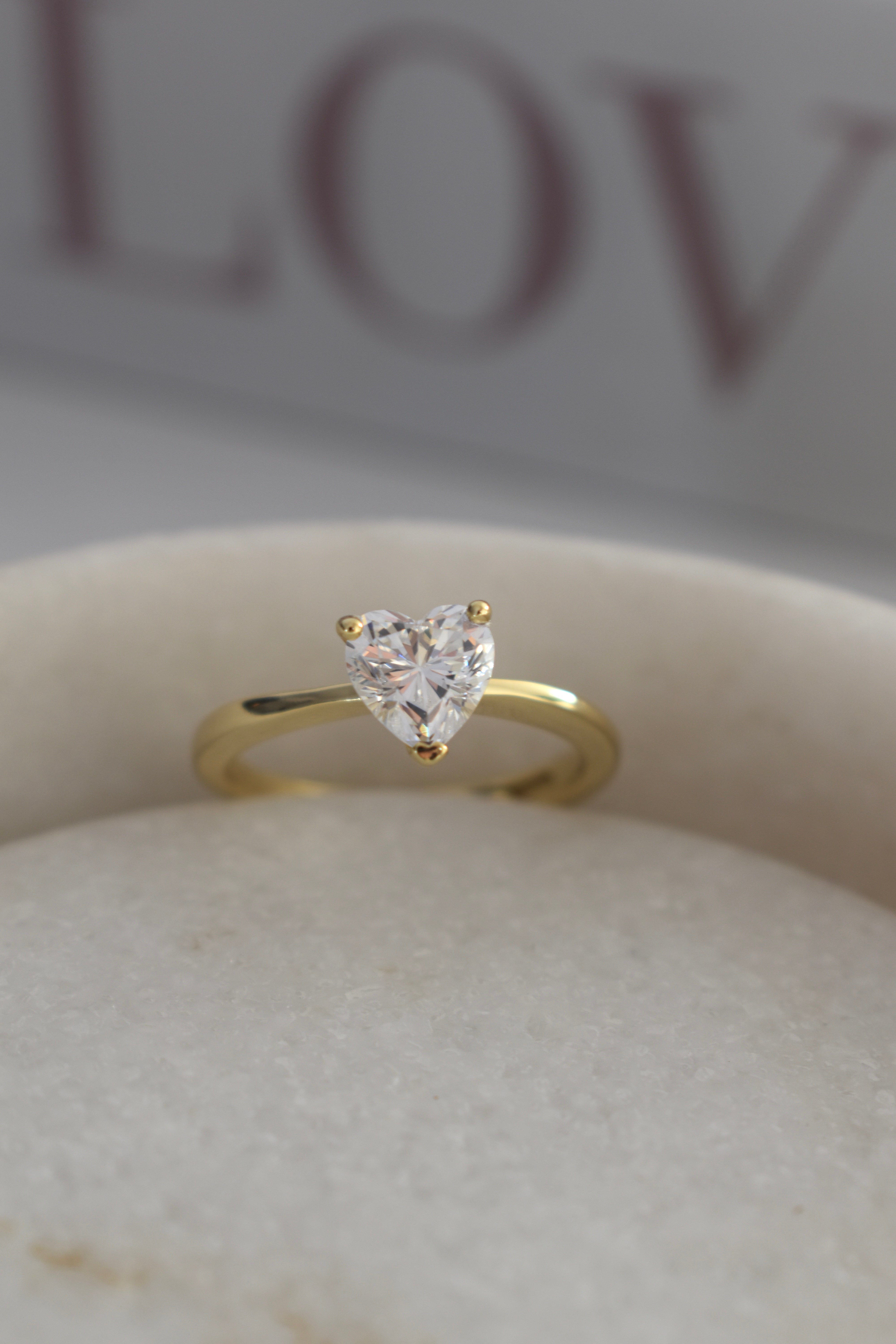 Anello solitario cuore mini