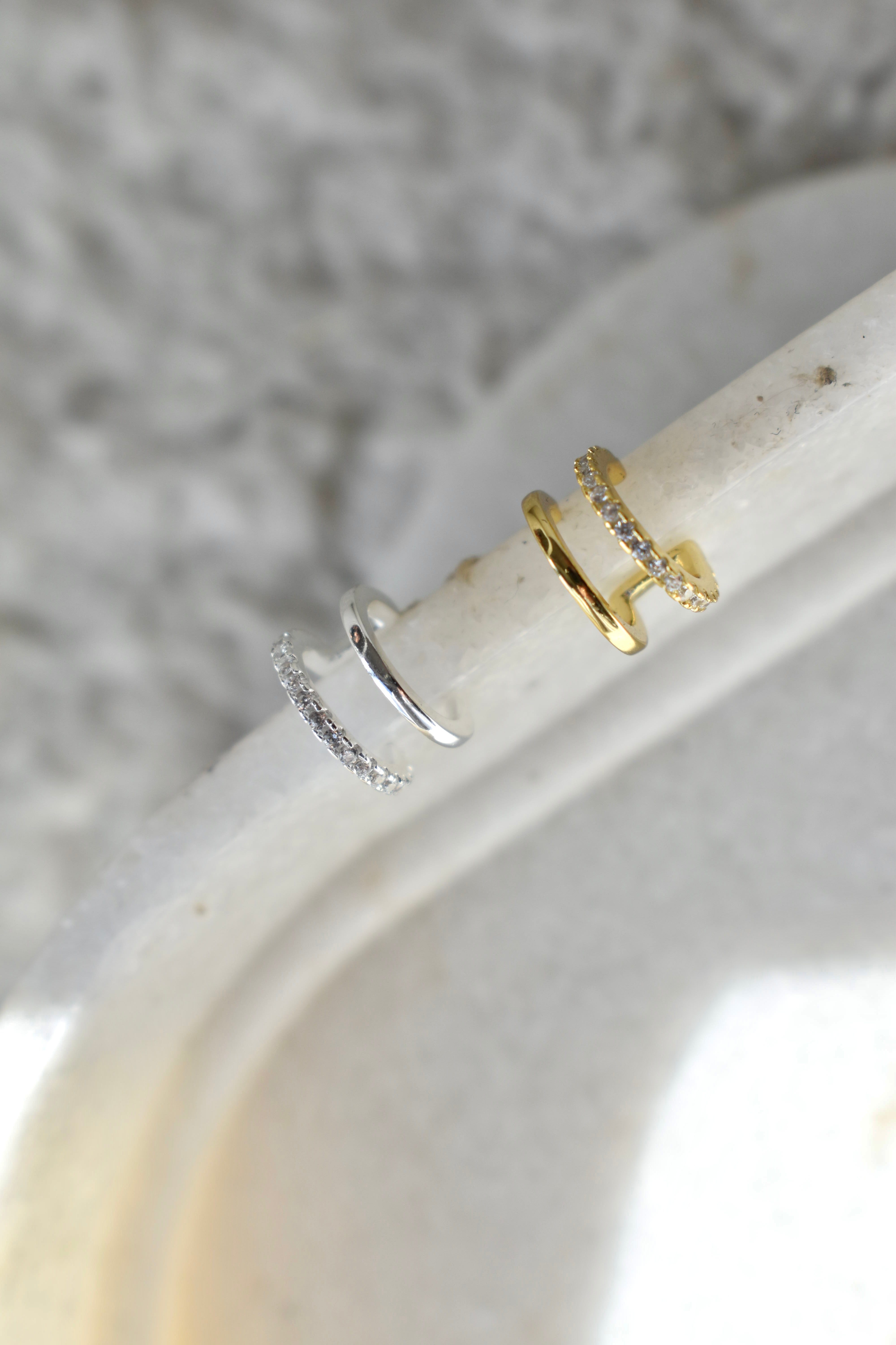 earcuff doppio arco con strass