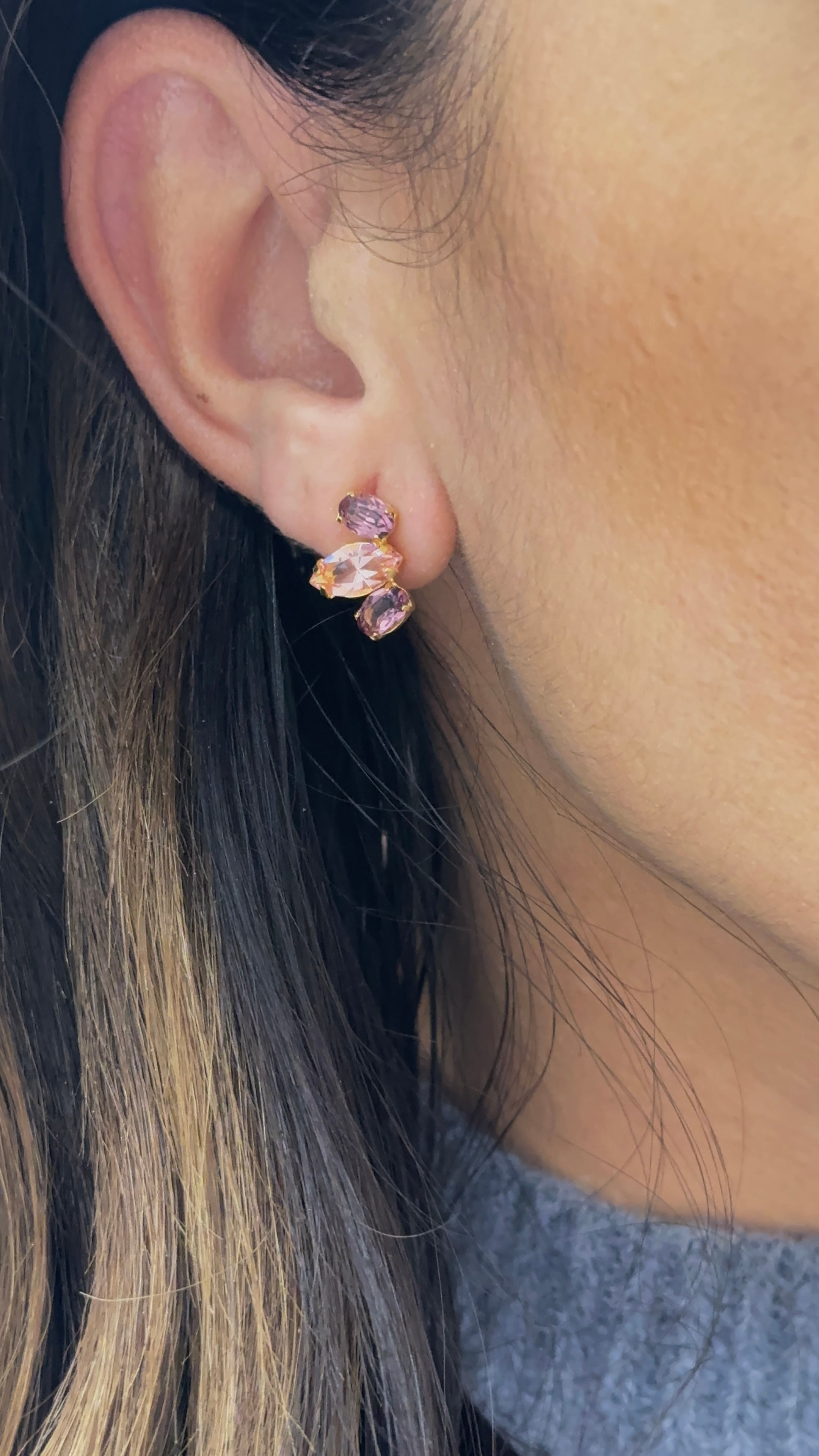 Orecchini Magiclight viola e rosa antico
