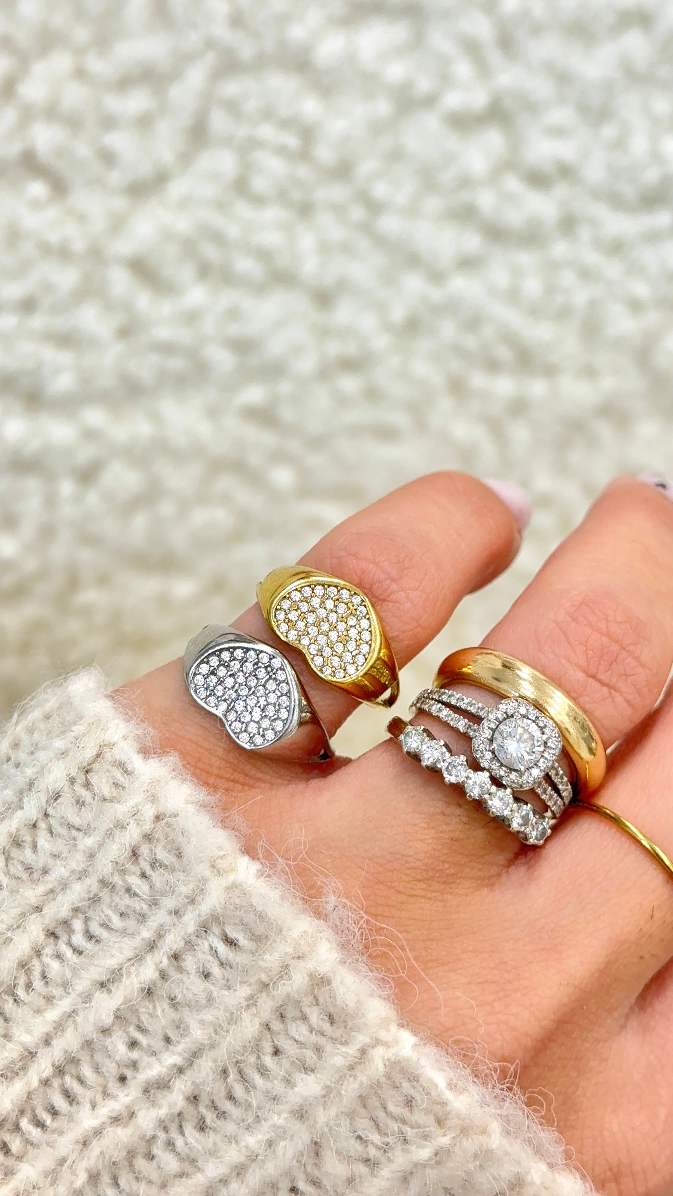 Anello cuoricino strass