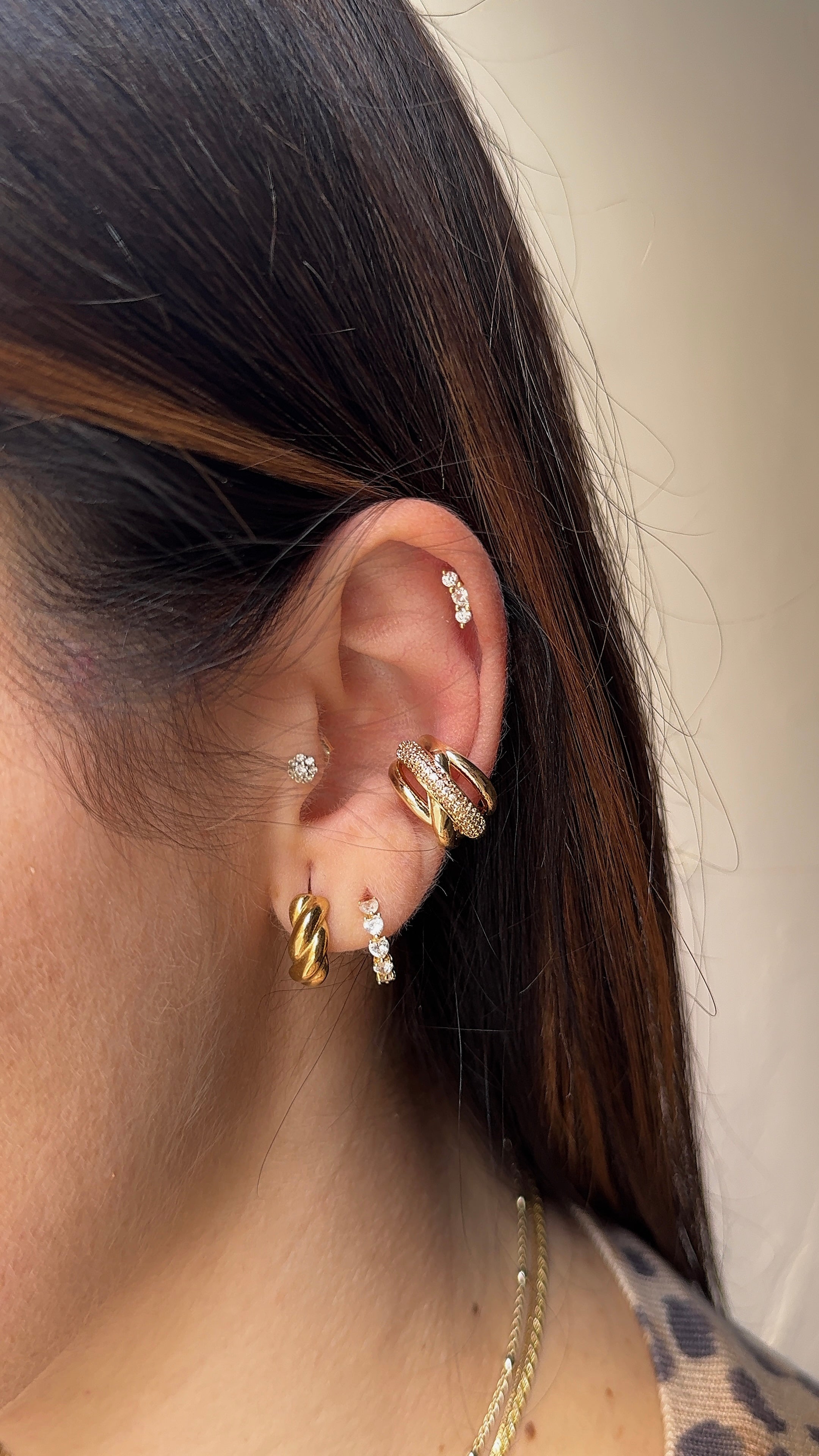 Earcuff bold linear diamantato