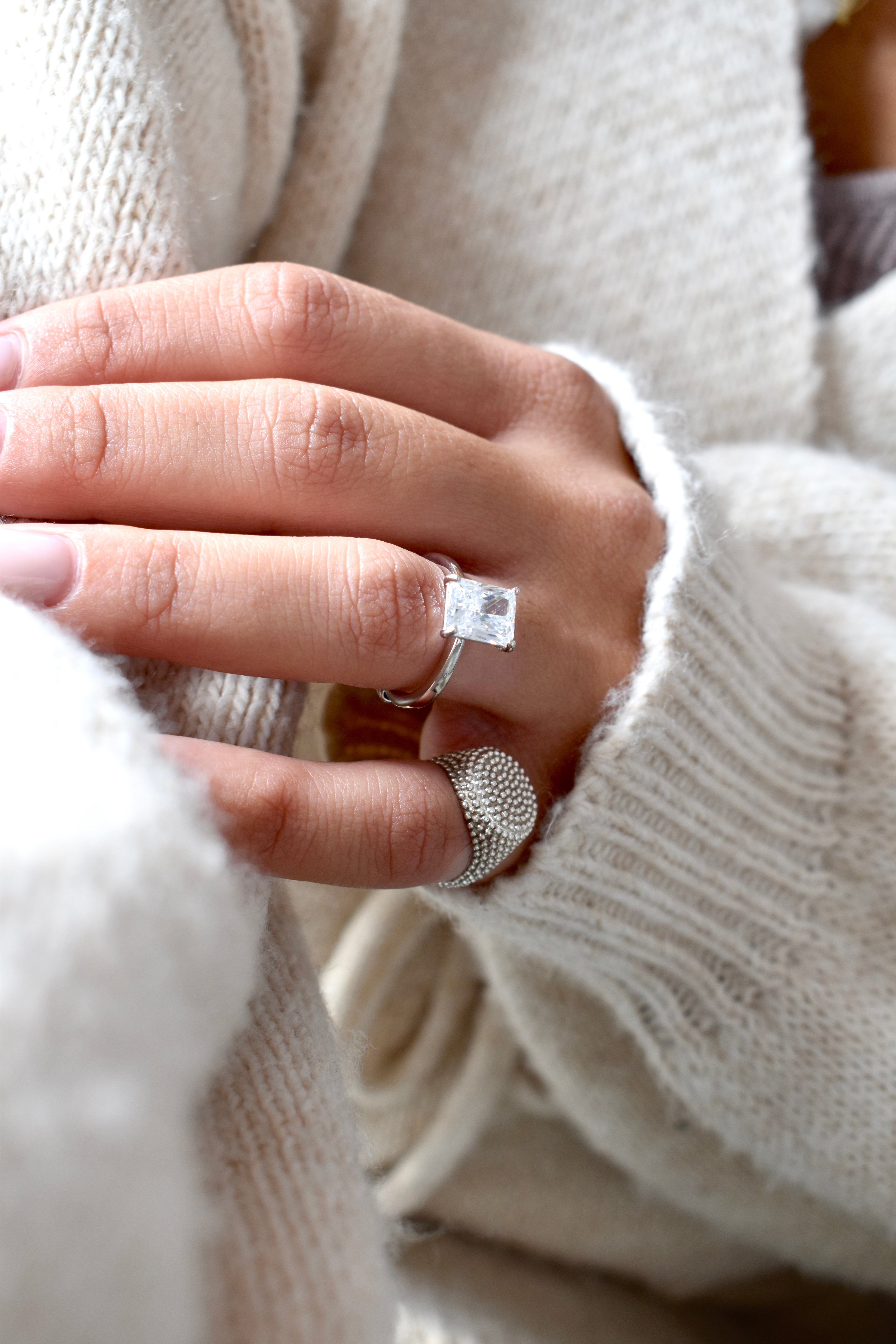 Anello solitario baguette big