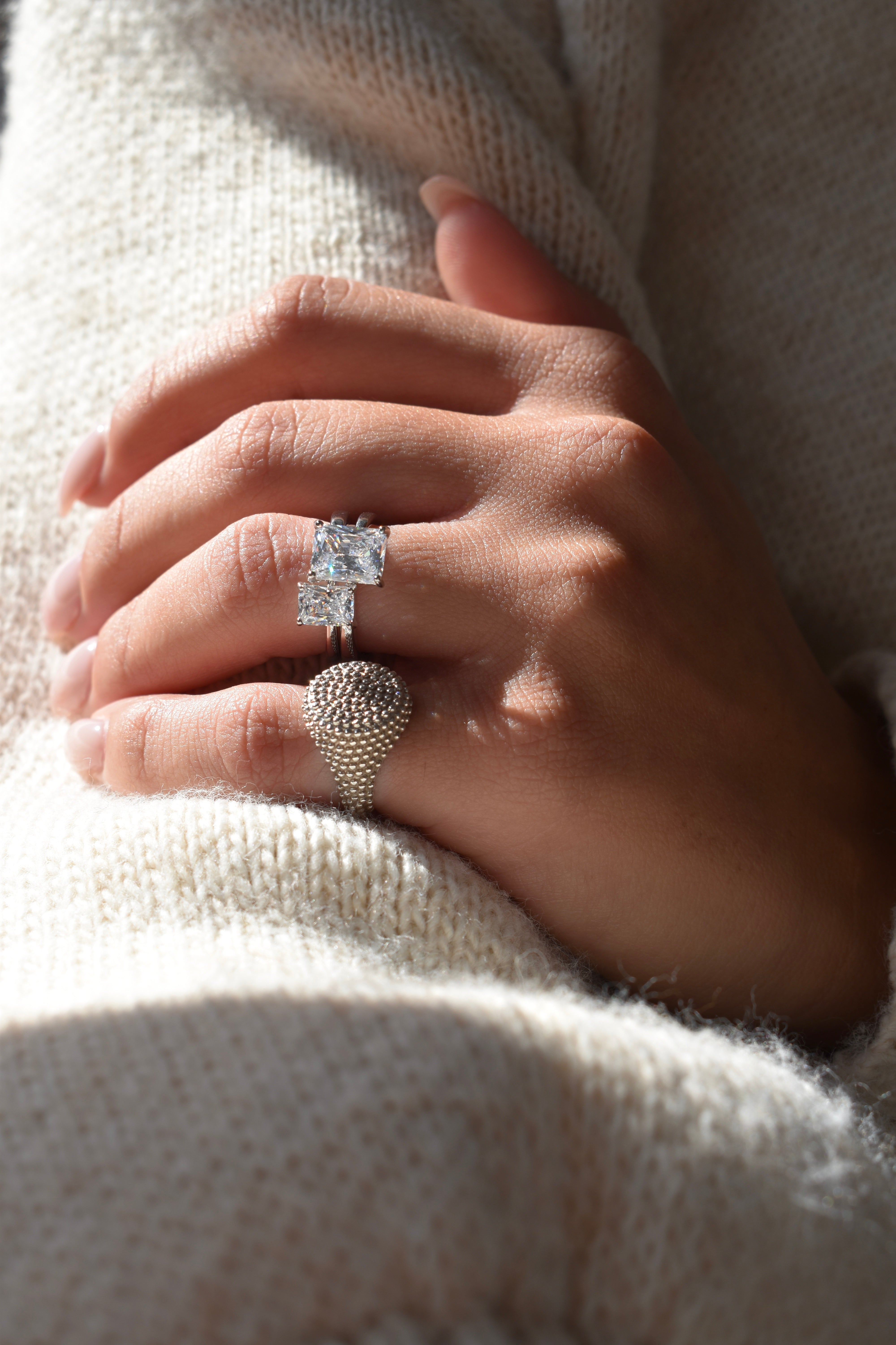 Anello solitario baguette big