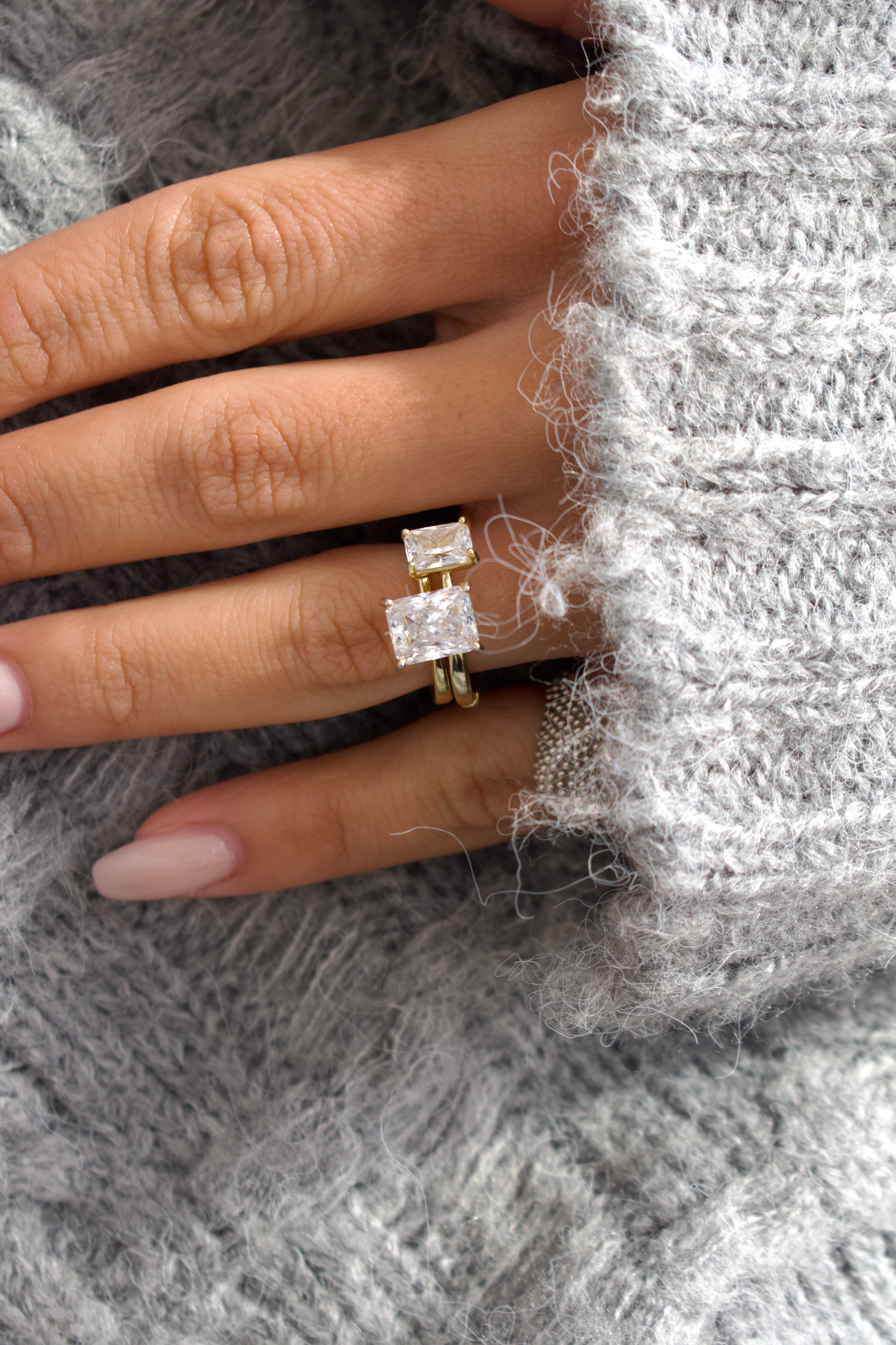 Anello solitario baguette big