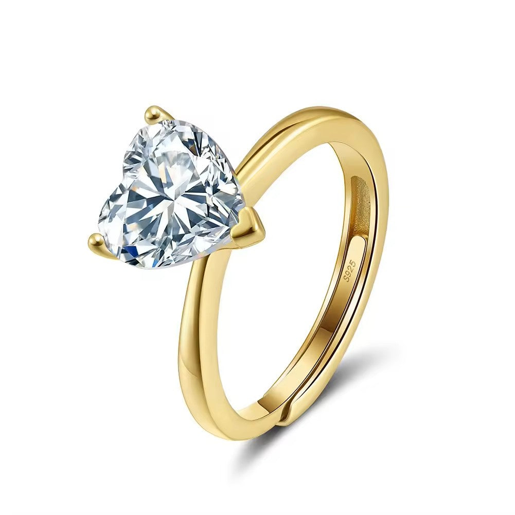 Anello solitario cuore mini
