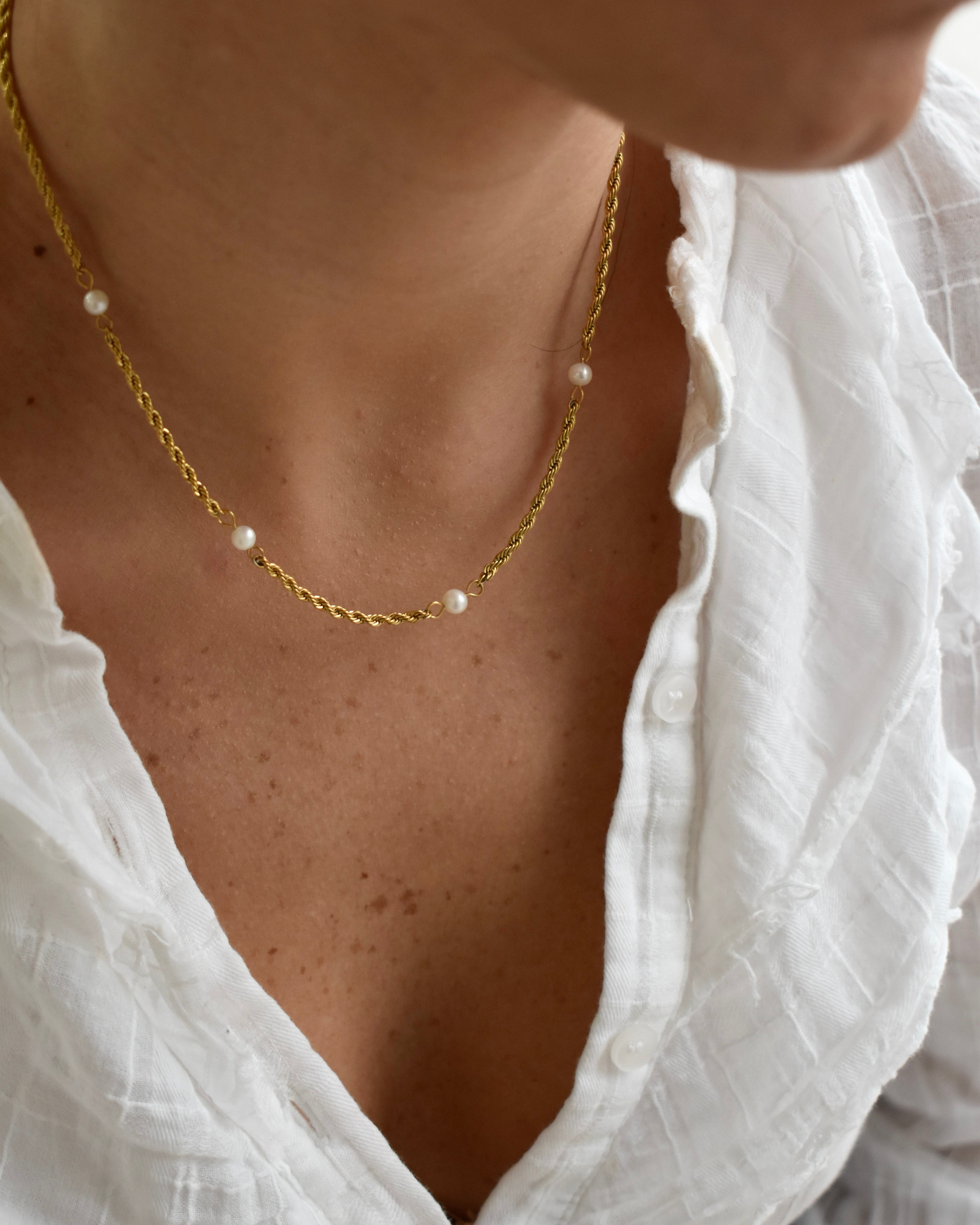 Collana Torchon perla