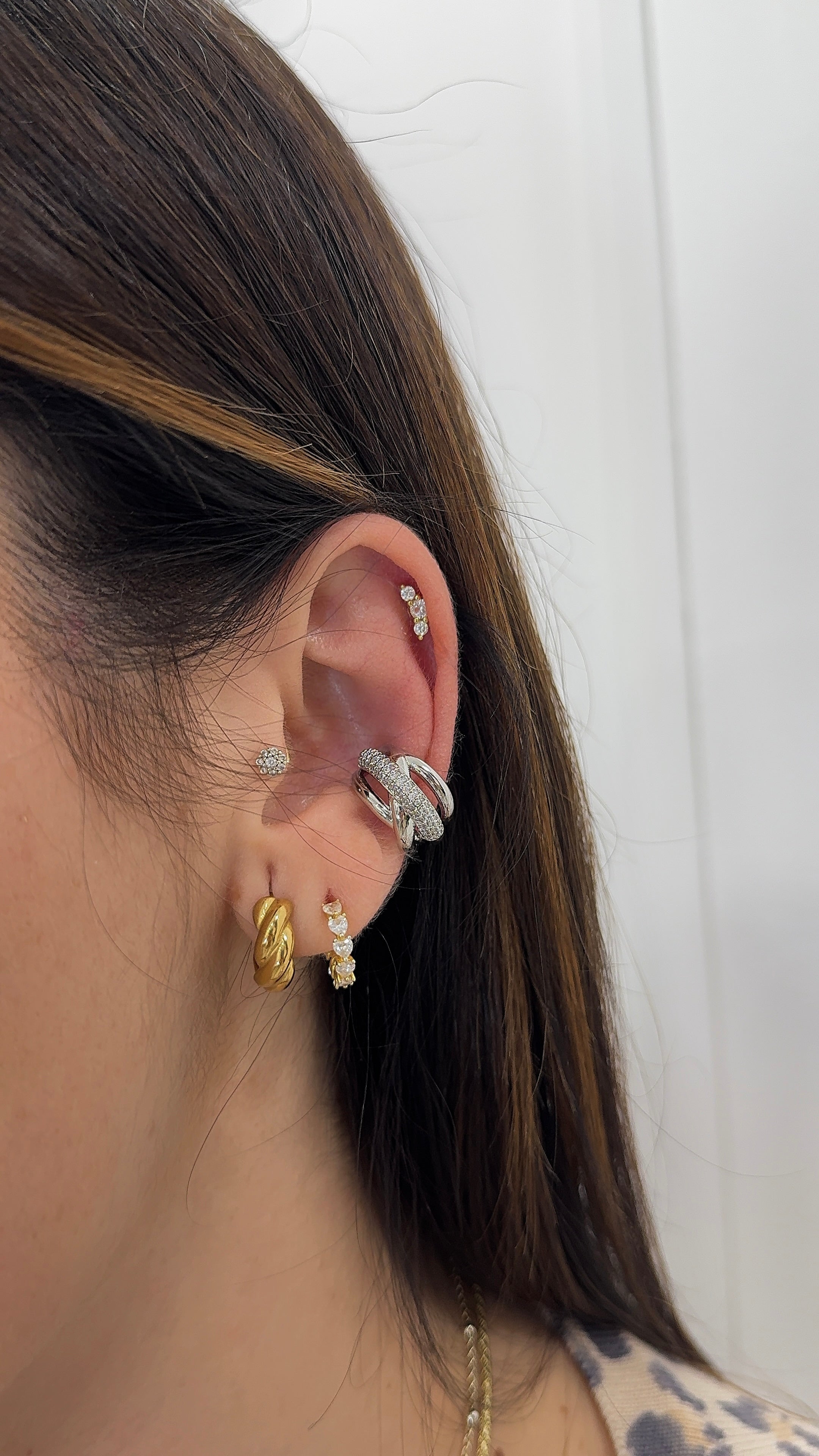 Earcuff bold linear diamantato