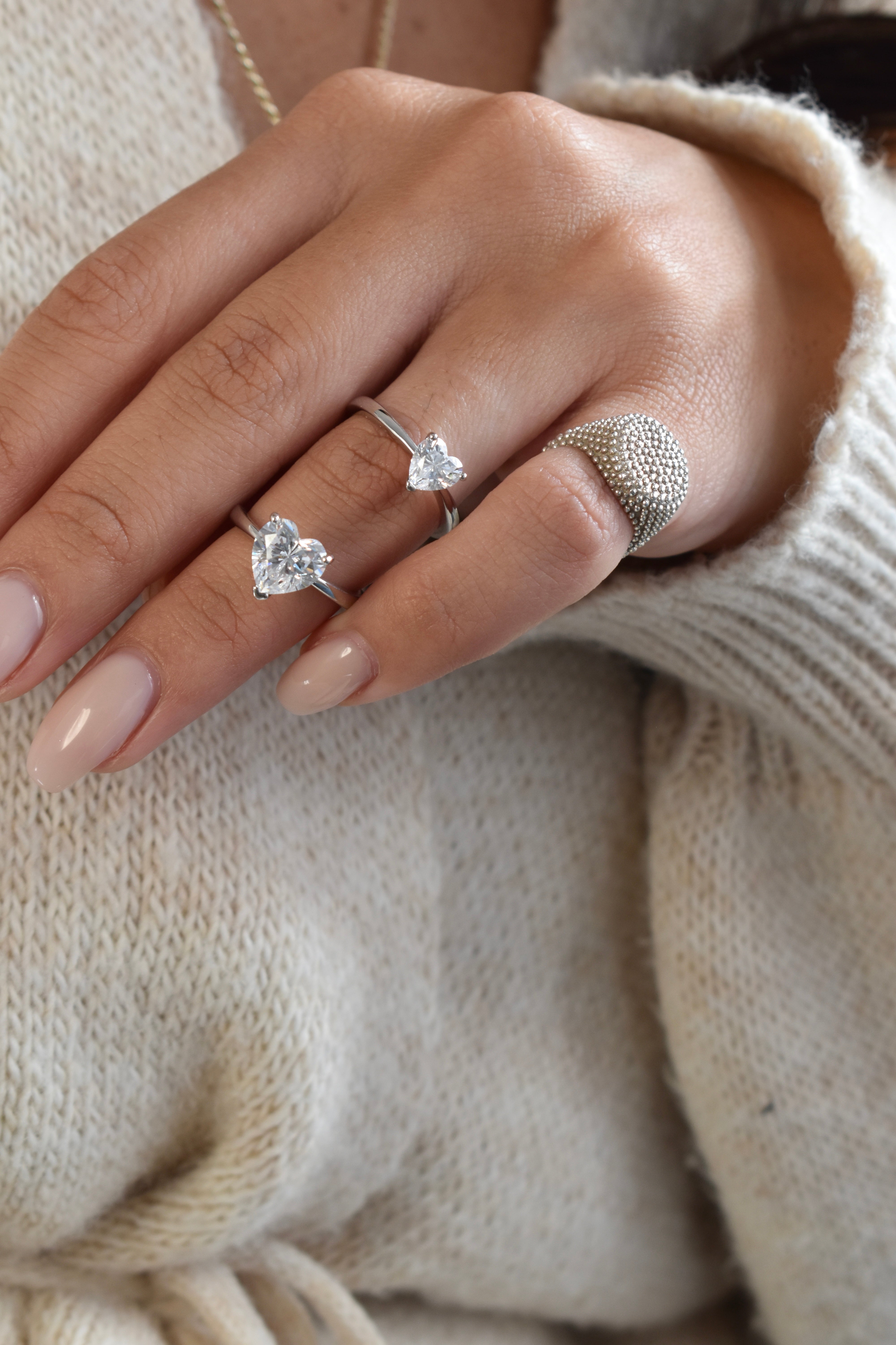 Anello solitario cuore mini